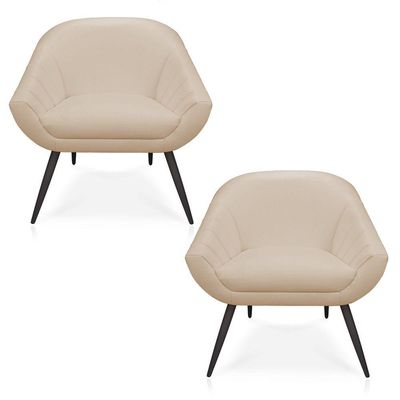 Kit 02 Poltronas Giovana Corino Pés Palito De Ferro
