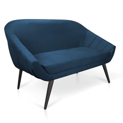 Kit 01 Namoradeira 02 Lugares e 02 Poltronas Giovana Suede de Ferro Azul Marinho