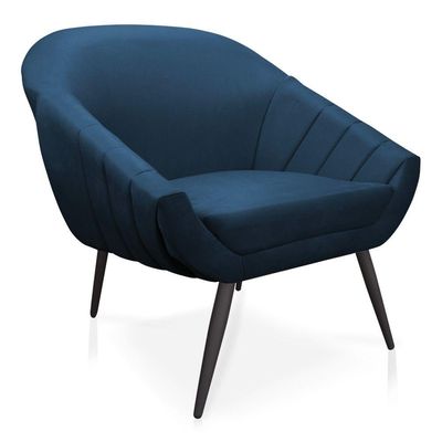 Kit 01 Namoradeira 02 Lugares e 02 Poltronas Giovana Suede de Ferro Azul Marinho
