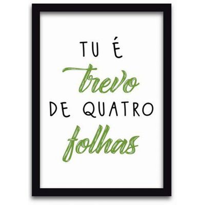 Conjunto Quadros Decorativos 2 pçs mdf 20x30 Trevo 4 folhas
