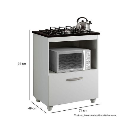 Balcão Para Cooktop De 4 Bocas 1 Porta Basculante Branco