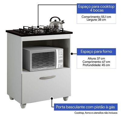 Balcão Para Cooktop De 4 Bocas 1 Porta Basculante Branco