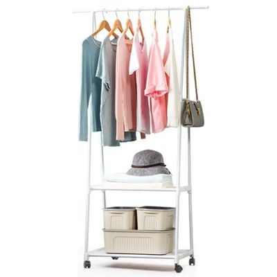 Arara De Roupas Multifunções Closet Prateleira Com Rodas