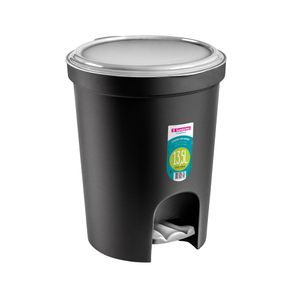 Lixeira Plástica Redonda com Pedal Preta/Prata 13,5L Casablanca Sanremo Menor preço em Lixeira Plástica Redonda com Pedal Preta/Prata 13,5L Casablanca Sanremo