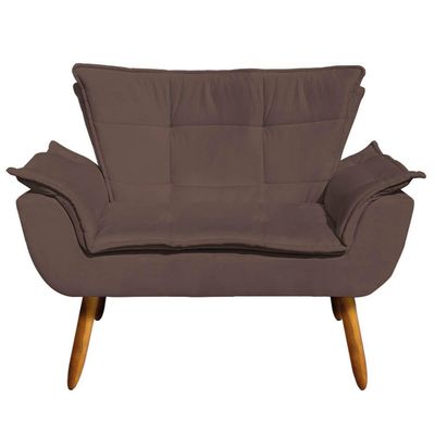 Kit 01 Namoradeira e 02 Poltronas Opala Suede Pés Palito
