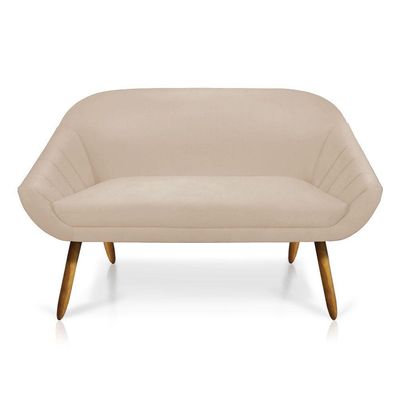 Kit 01 Namoradeira 02 Lugares e 02 Poltronas Giovana Suede Castanho Bege