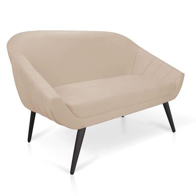 Kit 1 Namoradeira 2 Lugares e 1 Poltrona Suede de Ferro Bege
