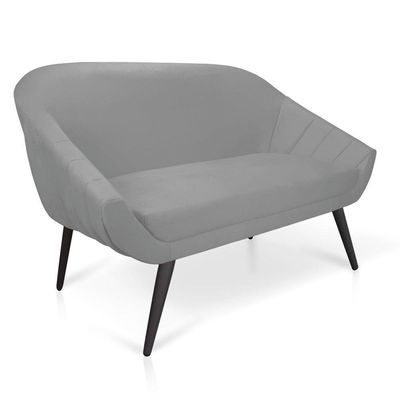 Kit 01 Namoradeira 02 Lugares e 02 Poltronas Giovana Suede de Ferro Cinza