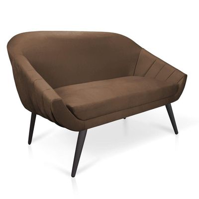 Kit 01 Namoradeira 02 Lugares e 01 Poltrona Giovana Suede de Ferro Marrom