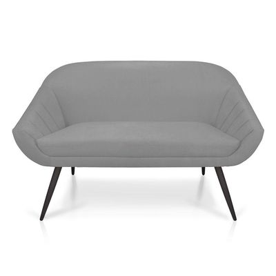 Kit 01 Namoradeira 02 Lugares e 02 Poltronas Giovana Suede de Ferro Cinza