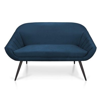 Kit 01 Namoradeira 02 Lugares e 01 Poltrona Giovana Suede de Ferro Azul Marinho