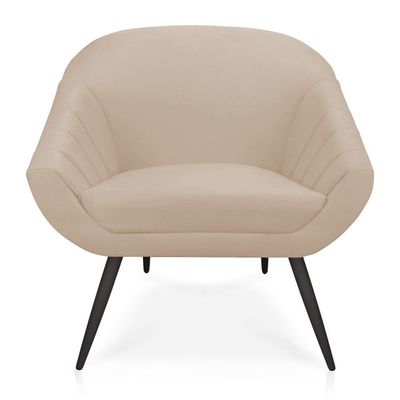 Kit 01 Namoradeira 02 Lugares e 02 Poltronas Giovana Suede de Ferro Bege