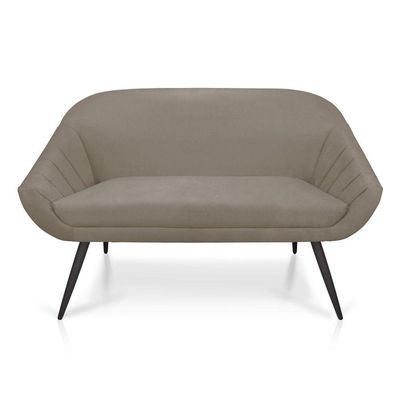 Kit 01 Namoradeira 02 Lugares e 02 Poltronas Giovana Suede de Ferro Marrom Rato