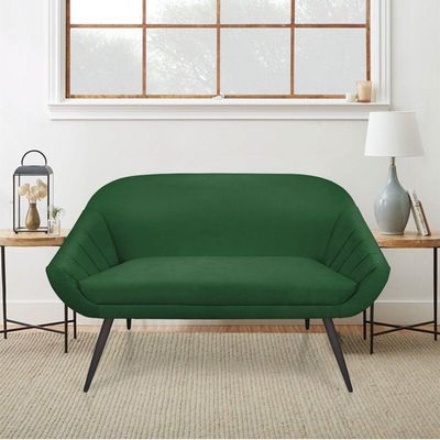 Kit 01 Namoradeira 02 Lugares e 02 Poltronas Giovana Suede de Ferro Verde