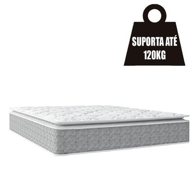 Cama Box Casal Colchão Molas Ensacadas Pillow Top Perfect 138X188X71Cm Cinza/Branco