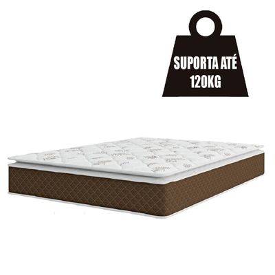Cama Box Baú Casal Colchão Molas Ensacadas Pillow Top Martino 138X188X66Cm Marrom/Branco