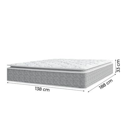 Cama Box Baú Casal Colchão Molas Ensacadas Pillow Top Perfect 138X188X74Cm Cinza/Branco