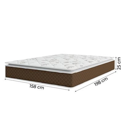 Cama Box Baú Casal Queen Colchão Molas Ensacadas Pillow Top Martino 158X198X66Cm Marrom/Branco