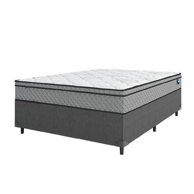 Cama Box Casal Colchão Molas Ensacadas Mirage 138X188X62Cm Cinza/Branco