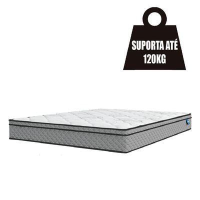 Cama Box Casal Colchão Molas Ensacadas Mirage 138X188X62Cm Cinza/Branco