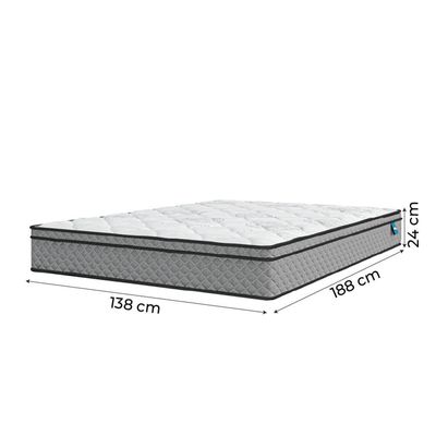 Cama Box Casal Colchão Molas Ensacadas Mirage 138X188X62Cm Cinza/Branco