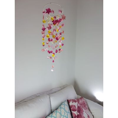 Móbile berço bebê infantil quarto Flores coloridas 46x15