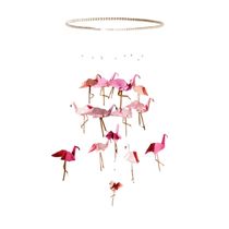 Móbile berço bebê infantil quarto 14 Flamingos aro perolas