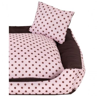 Cama Pet Para Cães E Gatos Poa Porte Médio Marrom Rosa