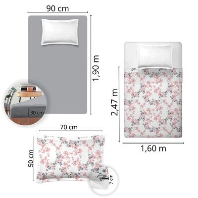 Jogo de Cama Solteiro 180 fios Nova América - Gabriela (7589)