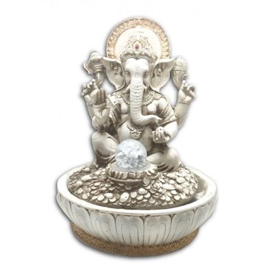Fonte água ganesha branca sala quarto jardim luz bombinha