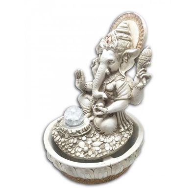 Fonte água ganesha branca sala quarto jardim luz bombinha