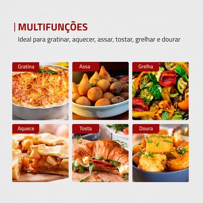 Mini Forno Elétrico 6L Mondial Pratic Cook FR-09 com Timer Preta e Prata 127V