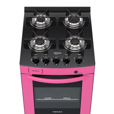 Fogao a Gas 4 Bocas Venax Delplus Vitreo BL Pink