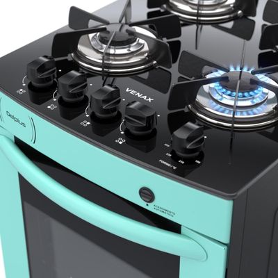 Fogao a Gas 4 Bocas Venax Delplus Vitreo BL Verde