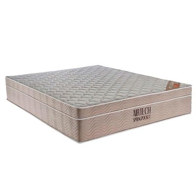 Cama Box Baú Queen Suede Bipartido + Colchão Ortobom Airtech Molas Ensacadas 65x158x198 Cor:preto