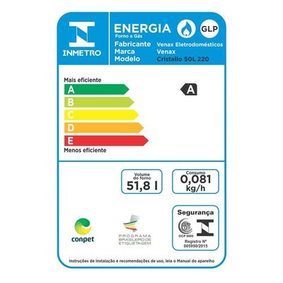 Forno De Embutir A Gás Glp 50 L Cristallo Giii Venax 220V 220