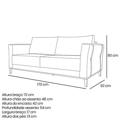 Kit 2 Poltronas E Sofá 2 Lugares 1,70m Pés Castanho Dourado