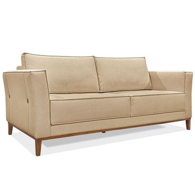 Kit 2 Poltronas E Sofá 2 Lugares 1,70m Dourado Pés Castanho