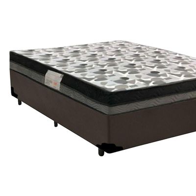 Cama Box Casal Sintético + Colchão Casal Ortobom Iso Dupla Face 60x138x188 Cor:marrom