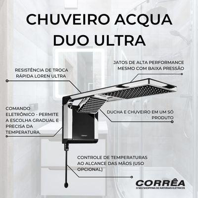 Chuveiro Lorenzetti Acqua Duo Ultra 7800w Preto Com Cromado 220v