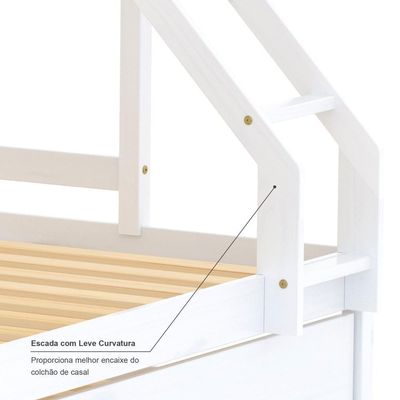 Treliche Com Cama Casal Slim Madeira Maciça Branco Housin