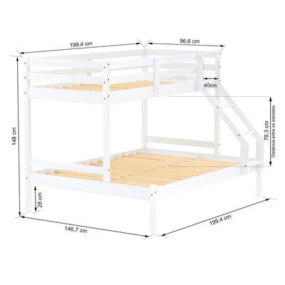 Beliche Casal/solteiro Slim Madeira Maciça Branco Housin