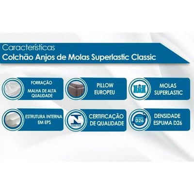 Colchão Queen Molas Superlastic  Classic Euro Pillow (158x198x22) - Anjos