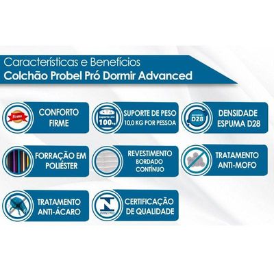 Colchão Casal Espuma D28  PróDormir Advanced Ultra Resistente Black (138x188x14) - Probel