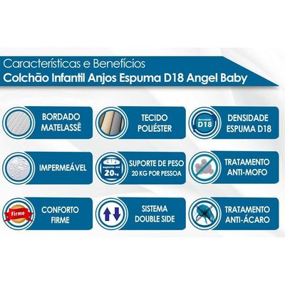 Colchão Infantil D18 Angel Baby (70x130x12) - Anjos