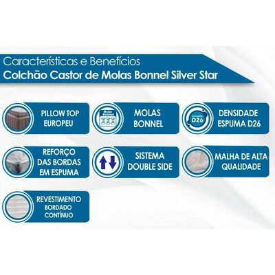 Colchão Casal Molas Bonnel  Silver Star Air Double Face Euro Pillow (138x188x34) - Castor