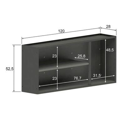 Armário Aéreo p/ Cozinha  Estilo 7008 c/ 3 Portas 120cm Cinza/Grafite - Bertolini