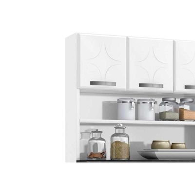 Kit de Cozinha Compacta Rubi Smart c/6 Portas e 1 Gaveta 105cm Branco/Preto - Telasul