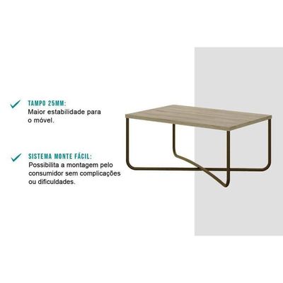 Mesa Centro Sala Connect 1271 Ouro Velho/Noce - Carraro