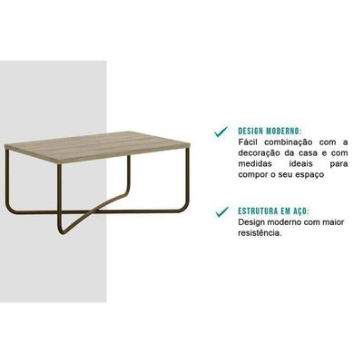 Mesa Centro Sala Connect 1271 Ouro Velho/Noce - Carraro